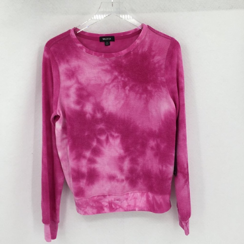 WildFox Love Potion wash tie dye pink sweatshirt shirt white cozy new Small
